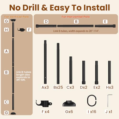 Adjustable Heavy-Duty Floor to Ceiling Tension Room Divider Curtain Rod