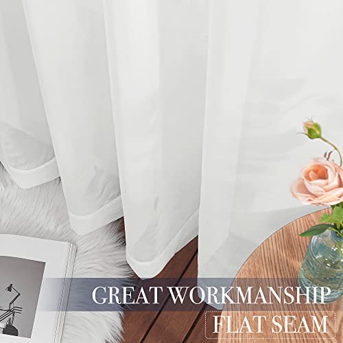 NICETOWN Voile Sheer Window Curtains for Bedroom, Rod Pocket Elegant Airy Sheer Curtains Sweep The Floor for Living Room, W60 x L95, 4 Panels, Ivory