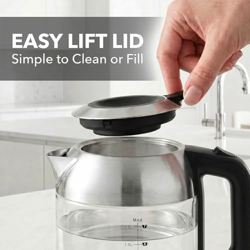 OVENTE 1.8L Glass Electric Kettle - Silver, Fast Boil Water Heater