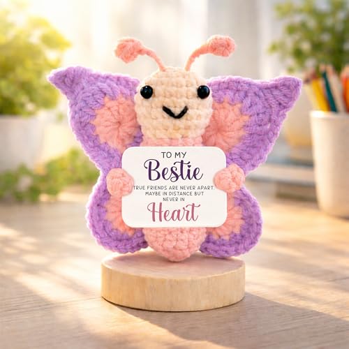 PORSWISH Style 3 Handmade Crochet Butterfly Friendship Gift for Women, BFF, Long Distance, Birthday, Keepsake
