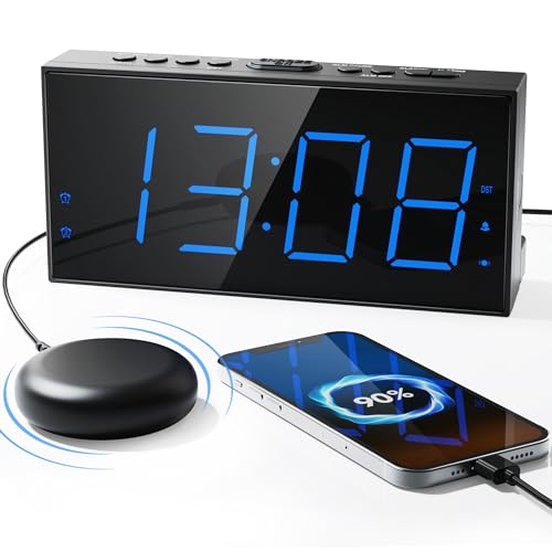 Vibrating Alarm Clock with Bed Shaker for Heavy Sleepers and Hard of Hearing