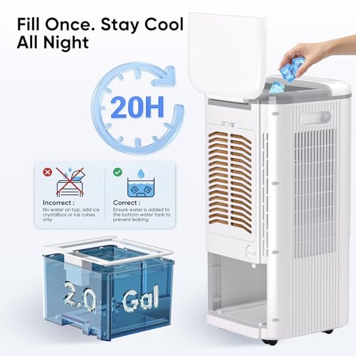 Portable Evaporative Air Cooler 3-in-1 Swamp Cooler with Water Tank