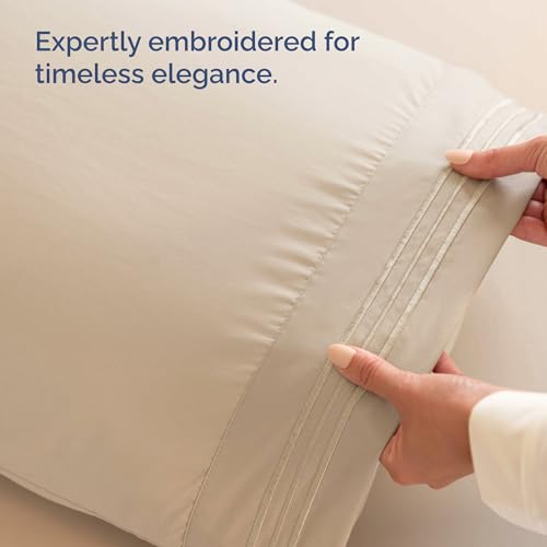 Queen Size Wrap Around Bed Skirt and Pillowcase Set - 21 Inch Drop, Cream