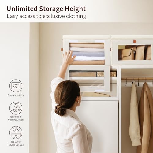 Large Closet Storage Organizer Bins with Lids and Window 2 Pack