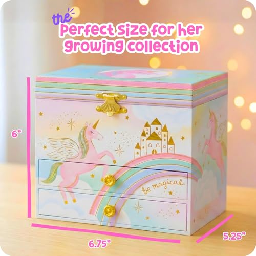 Musical Unicorn Jewelry Box for Girls with Spinning Figurine