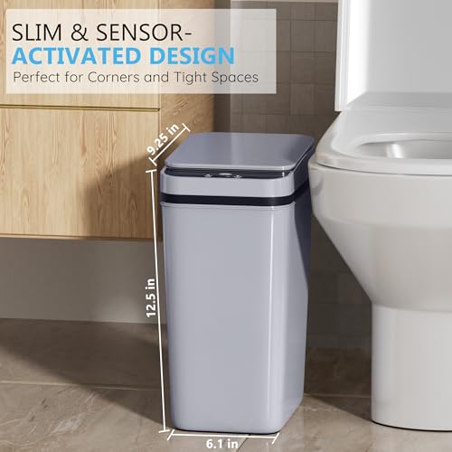 Automatic Motion Sensor Trash Can 2.6 Gallon Slim Touchless Waste Bin