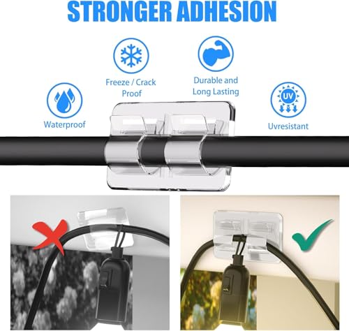 30-Pack Heavy Duty Outdoor String Light Clips, Waterproof Adhesive Hooks