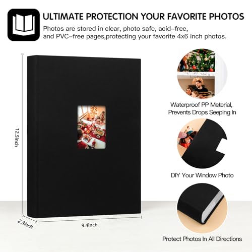 450 Pocket 4x6 Photo Album with Linen Cover and Memo Writing Space