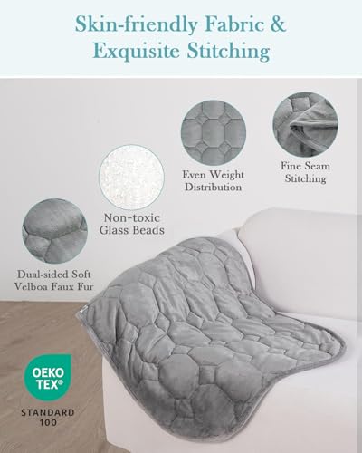 7lb Weighted Lap Blanket, 29x24 Small Portable Sensory Pad for Travel
