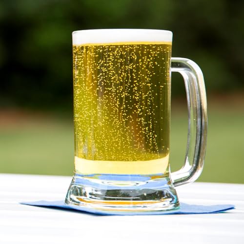 Classic Glass Beer Mugs - 12 oz Lead-Free Beer Glasses, Set of 2