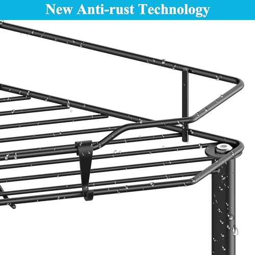 4 Tier Floor Standing Corner Shower Caddy Organizer Shelf with Hooks Black