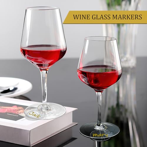 Philbinden 50 Pcs Wine Glass Charms with Marker - Acrylic Stemware Markers for Weddings, Parties & Celebrations