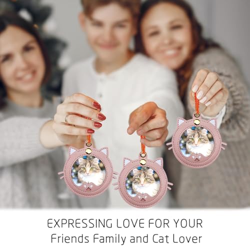 Pink Cat Shape Christmas Photo Frame Ornament Personalised Pet Keepsake