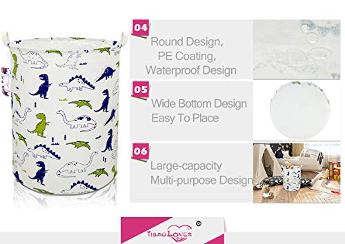 Dinosaur Kids Laundry Basket and Toy Storage Bin with Handles