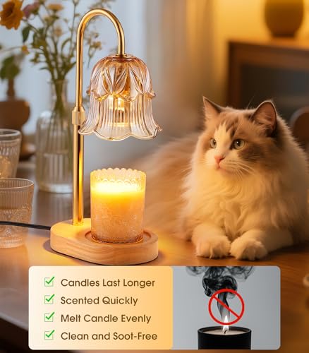 Electric Candle Warmer Lamp with Timer & Adjustable Height for Jar Candles
