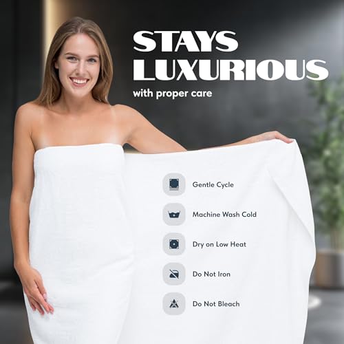 White Classic Extra Large Bath Sheets 35x70 Turkish Cotton 700 GSM 2 Pack
