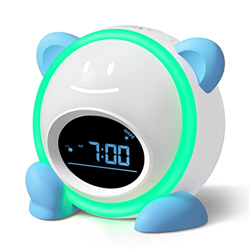 Kids Sleep Training Alarm Clock with Night Light and Sound Machine - Blue