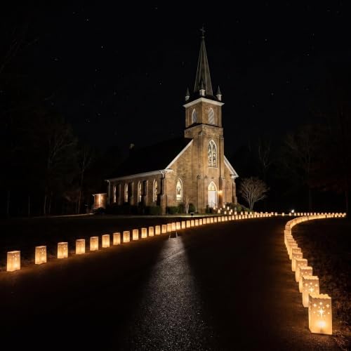 Nativity Waterproof Plastic Luminary Bags - 50 Pack, Reusable Outdoor Decor