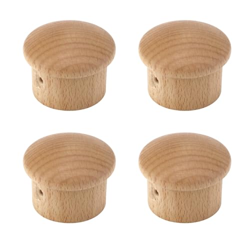 4 Pcs Solid Wood Curtain Rod Finials for 27-29mm Rods, Minimalist Caps