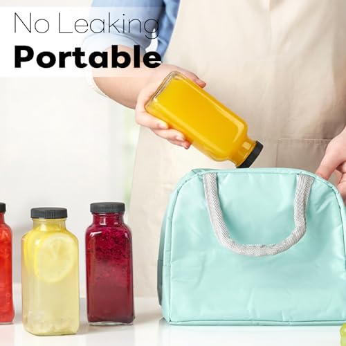 TUZAZO Glass Juice Bottles with Lids - 12oz Reusable Clear Drink Containers (10 Pack)