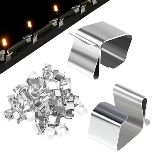 Cangrace 50 Pcs Gutter Light Clips Metal Hooks for Outdoor Christmas Lights – Drain Clip Hangers