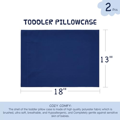 EXQ Home Toddler Pillowcases 13x18 - Soft Microfiber Envelope Covers, Set of 2