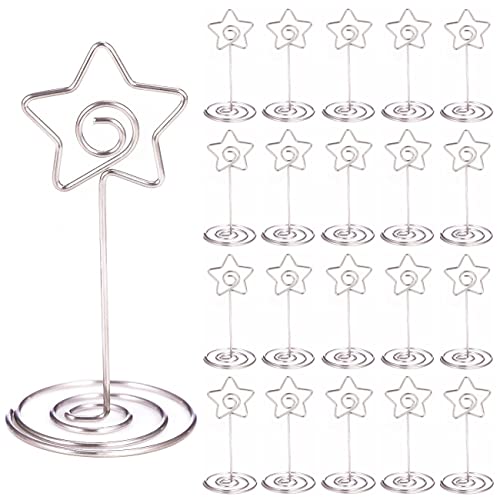 20-Piece Star Shaped Table Number Stands - 3.35-Inch Metal Place Card Holders