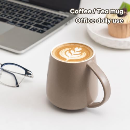 Eyrozia Eyoriza 15oz Matte Ceramic Mug Khaki – Large Coffee Cup with Big Handle, Microwave & Dishwasher Safe