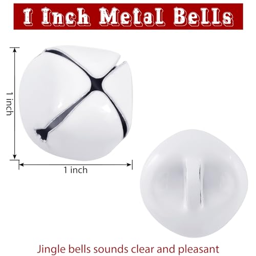 1-Inch White Jingle Bells for Crafts - 50 Pcs Metal Christmas Bells