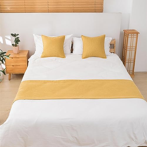 twelves Waffle Bed Runner Set - Decorative Bed Scarf with 2 Pillowcases