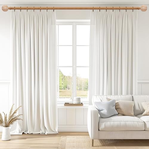 Adjustable Heavy Duty Curtain Rod, 30 to 88 Inch Rustic Wood Grain Finish