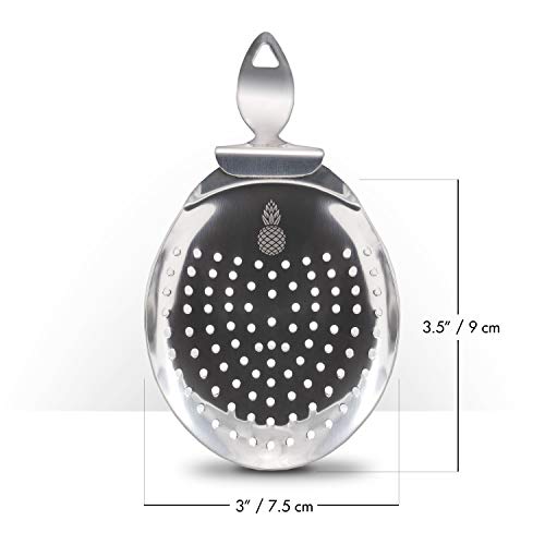 Piña Barware The Bender Julep Style Cocktail Bar Strainer - Brushed Finish, 1 Pack