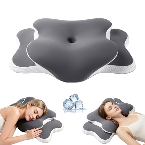 Ergonomic Cervical Memory Foam Pillow for Neck Pain & Snoring Relief, Gray