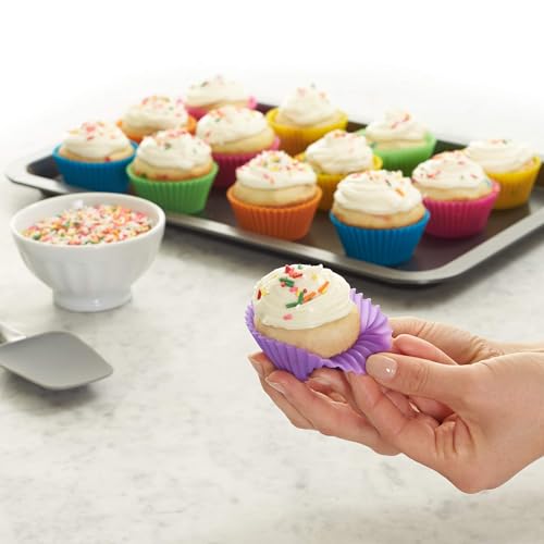 Reusable Silicone Baking Cups - 12-Pack Non-Stick Muffin Liners