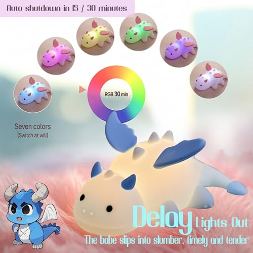 Dragon Night Light, Silicone Nursery Lamp with RGB Color Changing