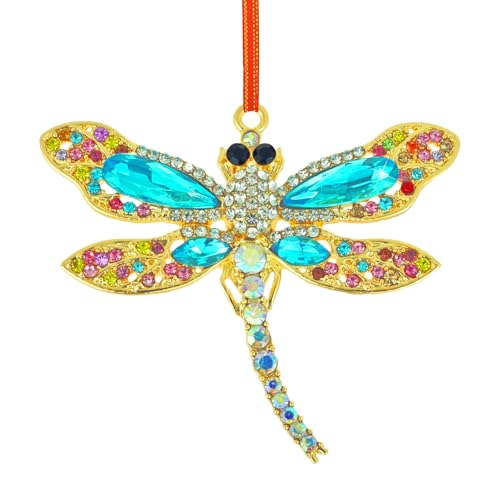 TuquLand Dragonfly Christmas Ornament 2026 - Rhinestone Metal Tree Decor - Variation: Dragonfly1
