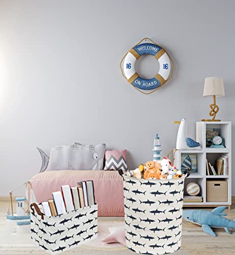 Shark Kids Laundry Hamper - Collapsible Canvas Toy Storage Basket