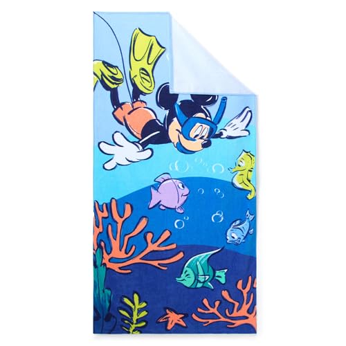 Disney Store Mickey Mouse Beach Towel for Kids, 29x58 Inches, Soft & Absorbent