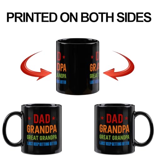 Maustic Great Grandpa Mug Black 11oz - Christmas Birthday Gift for Grandpas