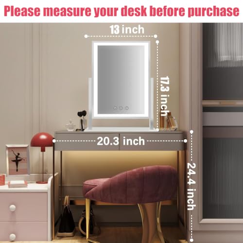 HIEEY Lighted Makeup Mirror, 17.3" x 13" Hollywood Vanity Mirror with