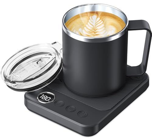 Felibeaco Black Coffee Mug Warmer Set with 16oz Heated Mug & Detachable Base