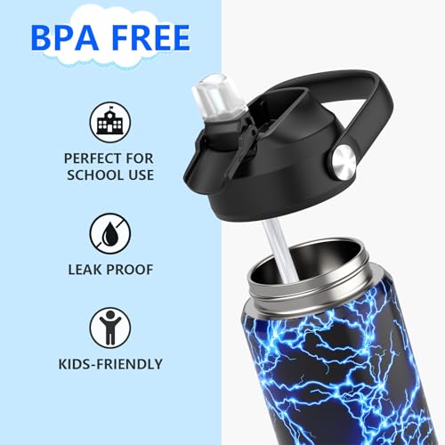 18 oz Insulated Kids Water Bottle with Straw and Silicone Boot