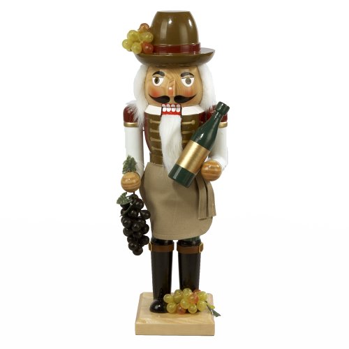 15-Inch Wooden Wine Grower Nutcracker Festive Christmas Holiday Decor