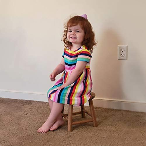 9-Inch Round Solid Oak Wood Step Stool for Kitchen and Home