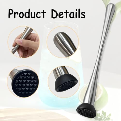 Stainless Steel Cocktail Muddler for Drinks & Fruit Crushing - Durable Bar Tool