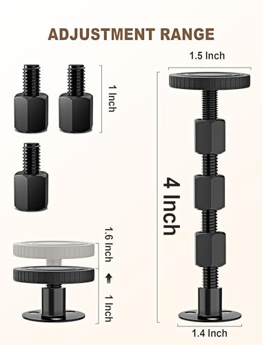 Adjustable Bed Frame Anti-Shake Tool Kit with Wall Pads, 4 Pack (30-105mm)