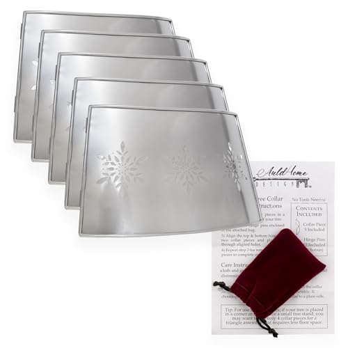 Silver Snowflake Farmhouse Christmas Tree Collar, 29-Inch Enamelware Base