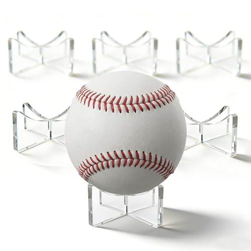 6-Pack Clear Acrylic Baseball Display Stand Holder for Sports Collectibles
