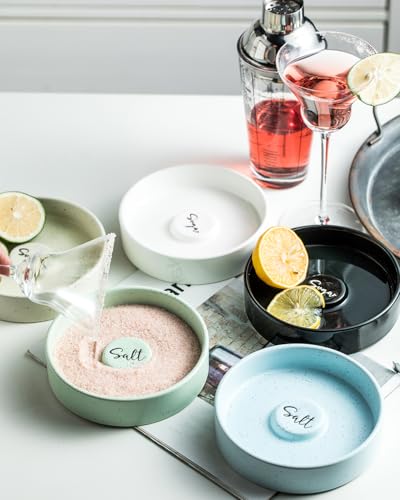 Zoeeker White Margarita Salt Rimmer Set Ceramic Bar Glass Rimmer for Cocktails