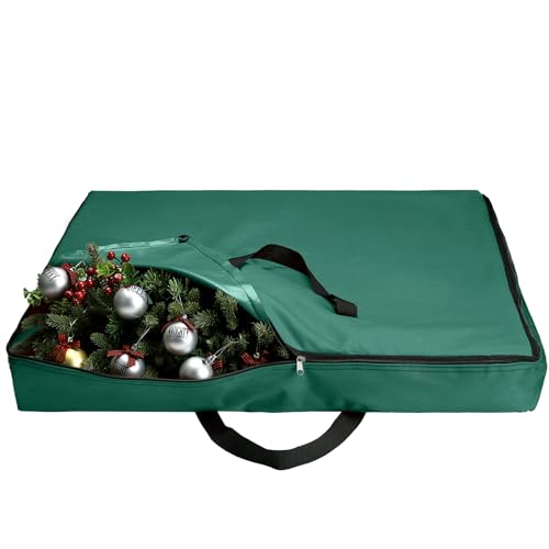 Oudain Large Pop-Up Christmas Tree Storage Bag 30x30x4.3 Inches Green with Handles